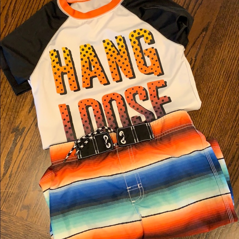 Gymboree boys rash guard swim trunk set 10/12